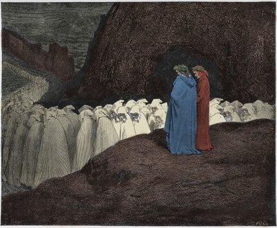 Inferno, Gesang 23: Die Heuchler sprechen Dante an (Illustration aus Die Göttliche Komödie von Dante Alighieri, 1885) von Gustave after Dore